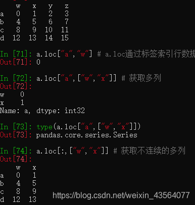 loc通过标签索引行数据