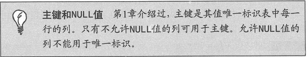 主键和NULL值