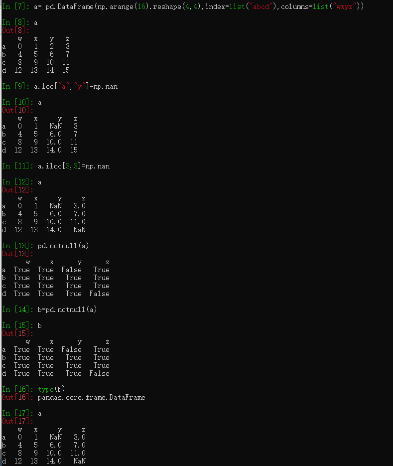 pandas.notnull