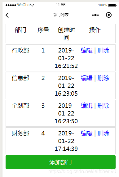 部门列表页面