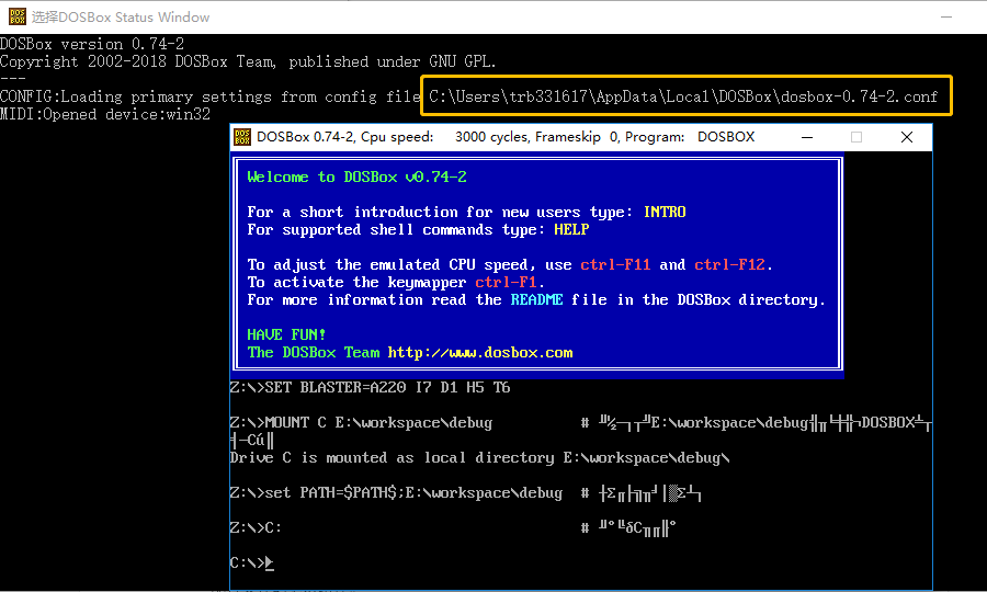 dosbox int 3 debugger