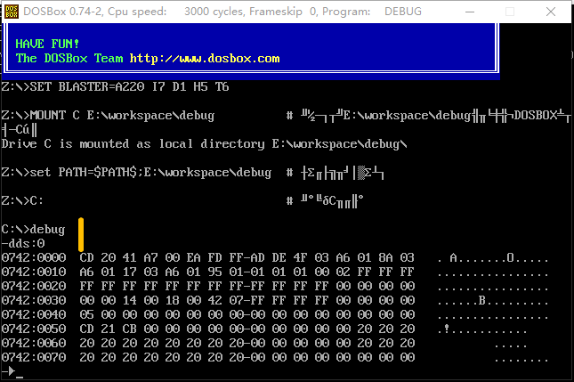 dosbox debugger log port