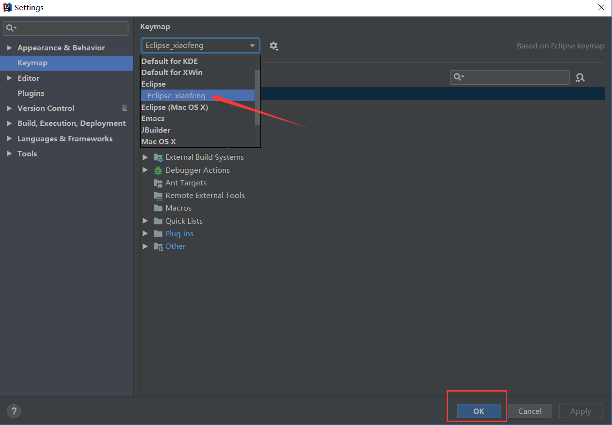 eclispe intellij key map