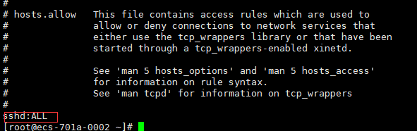 添加 sshd:ALL