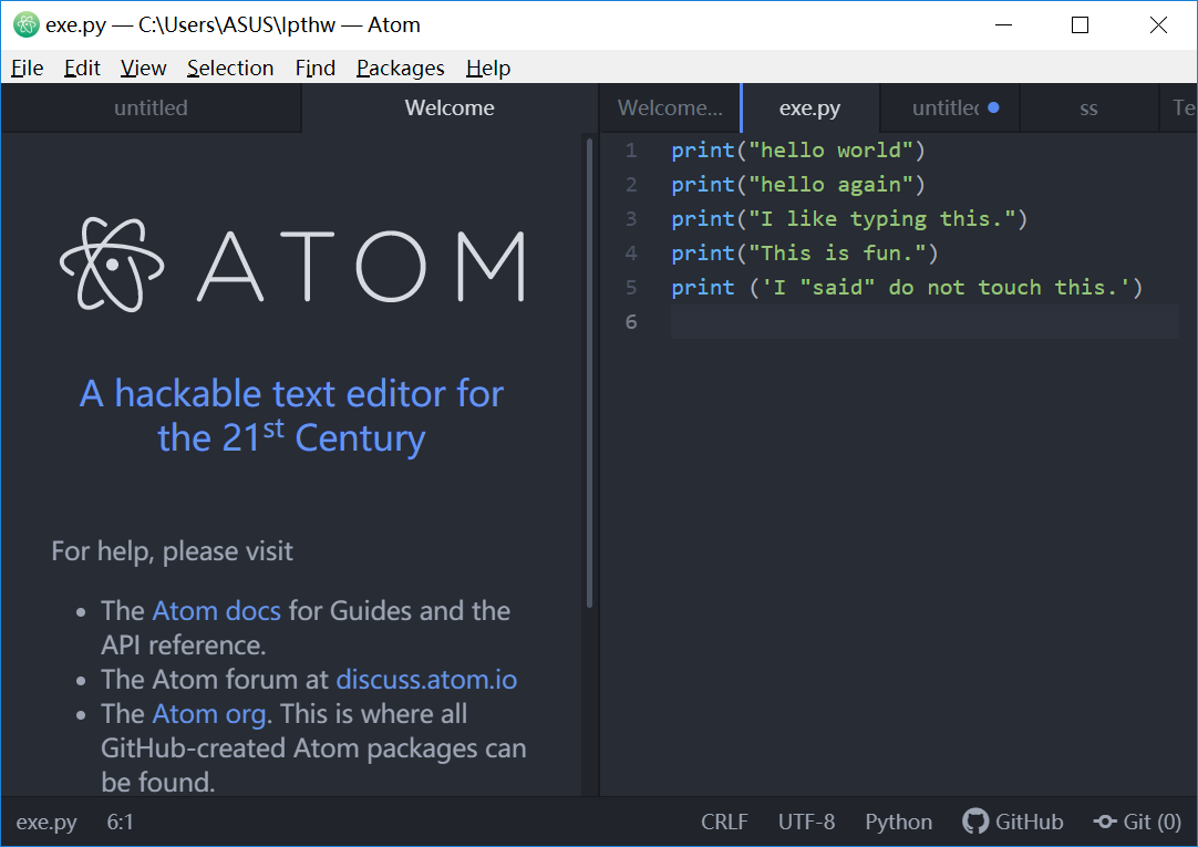 python的编译器atom的安装使用(window系统)_atom 编辑器 python-csdn
