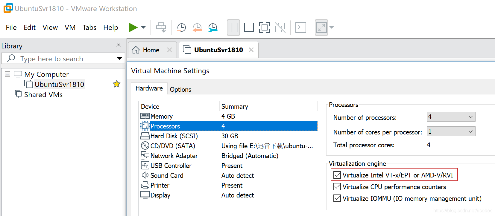 Enable intel VT-x