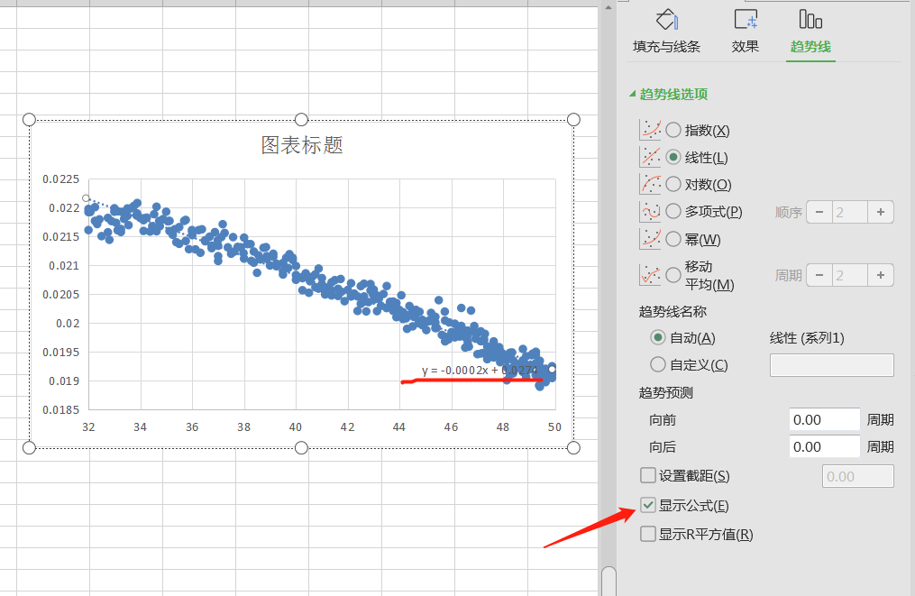 用Excel拟合imu温度趋势线