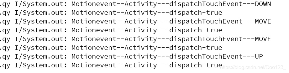 Activity中dispatchTouchEvent为true打印信息