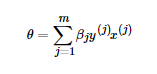 \theta  = \sum_{j=1}^{m} \beta  _{j} y{(j)}x{(j)} http://latex.91maths.com/