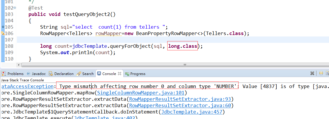 Type mismatch affecting row number 0 and column type 'NUMBER'