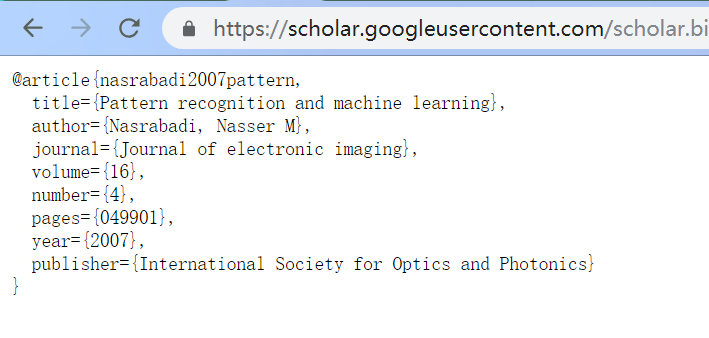 Google Scholar 导出文献的BibTex引用代码