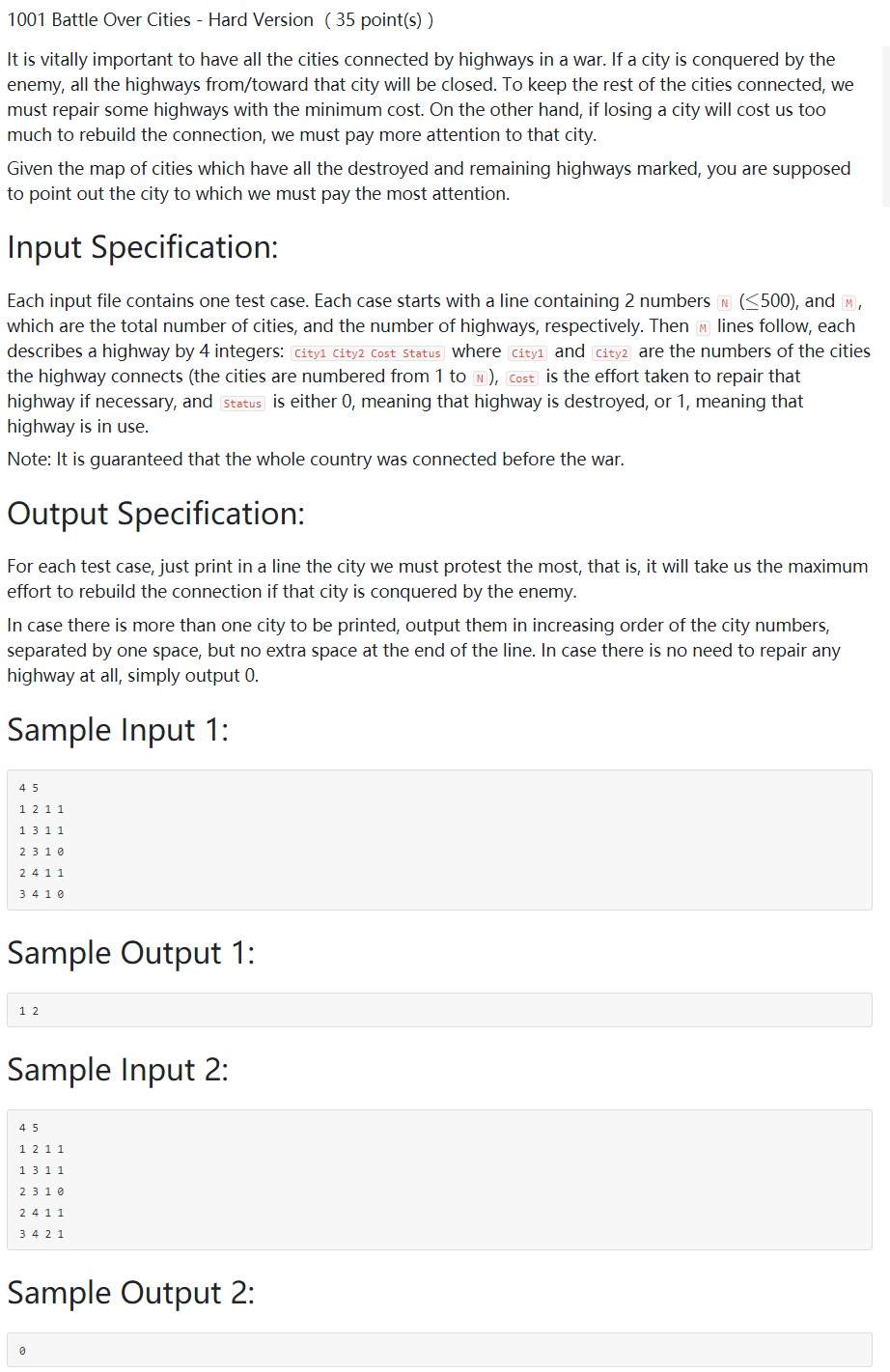 Pat顶级1001 Battle Over Cities Hard Version 35 Point S 日沉云起的博客 程序员资料 程序员资料