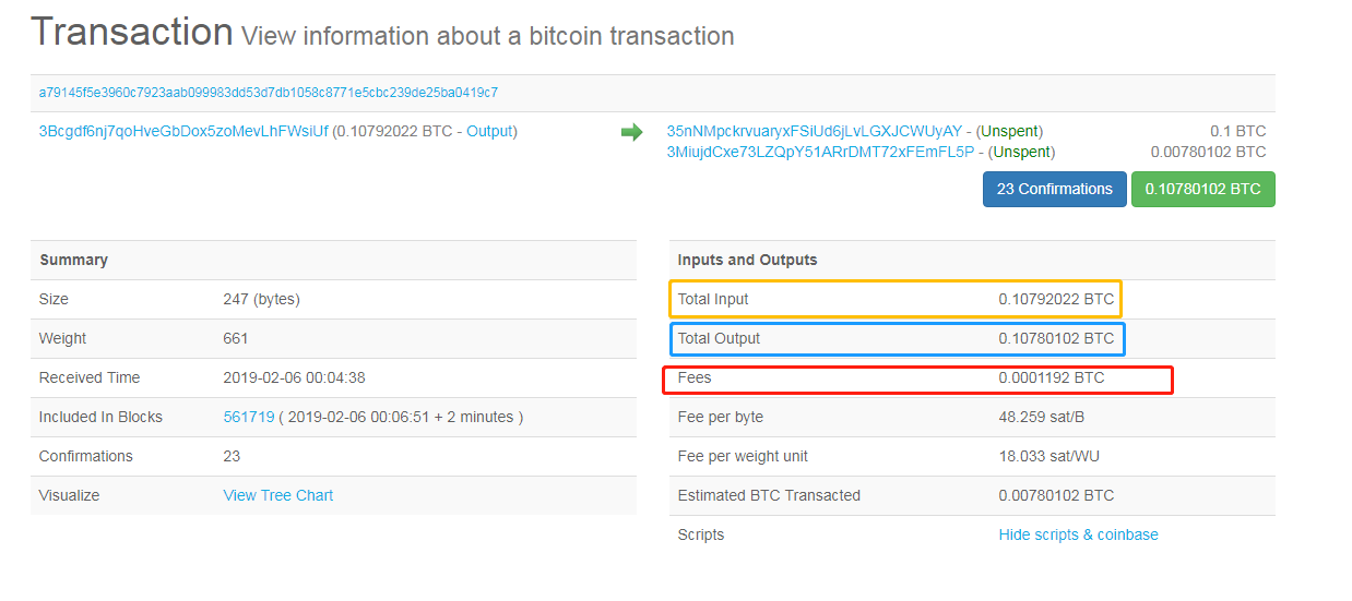 btc、usdt 根据交易hash计算手续费