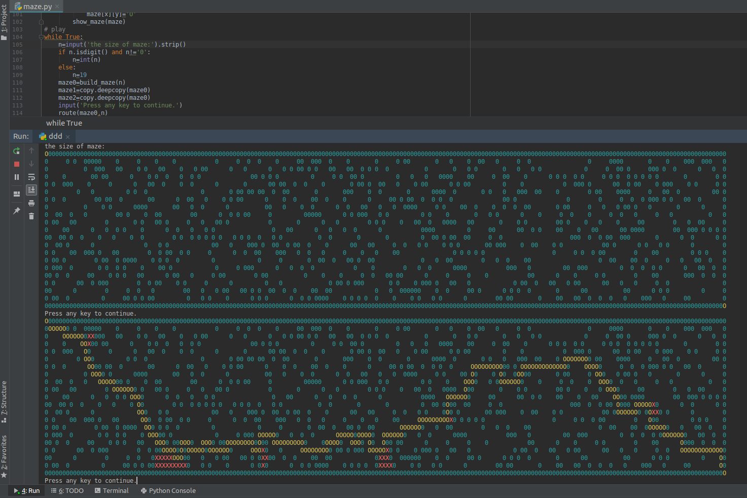 rectangle mazeimport random,math,copy # show the maze or the