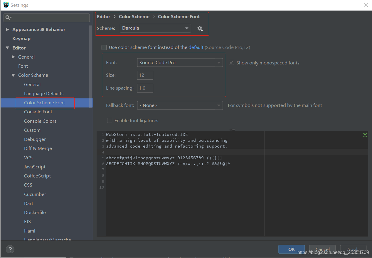 WebStorm 字体