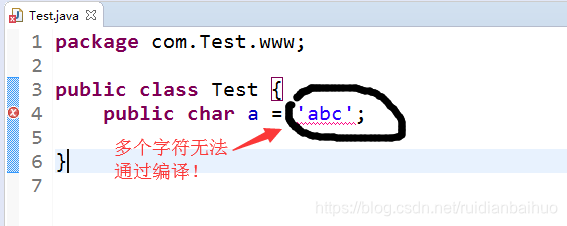 char类型声明多个字符的时候无法通过编译！