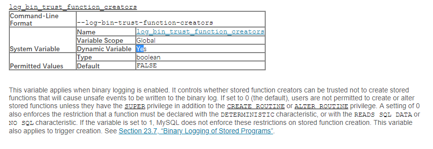MySQL参数log_bin_trust_function_creators介绍_log-bin-trust-function ...