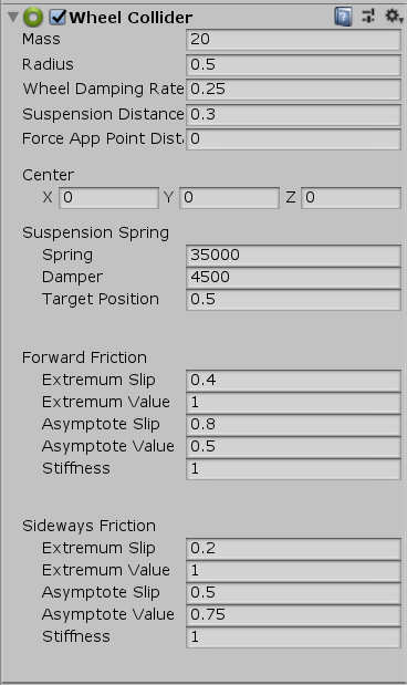 wheels colliders unity 2019