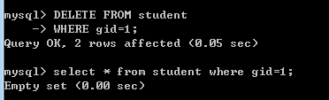 现在student表中将涉及的学生删除