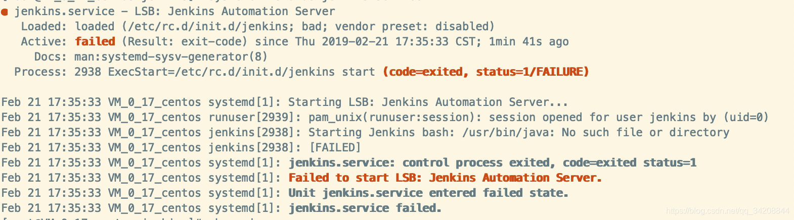 jenkins启动失败详情