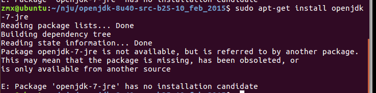 package openjdk 7 jre has no installation candidate