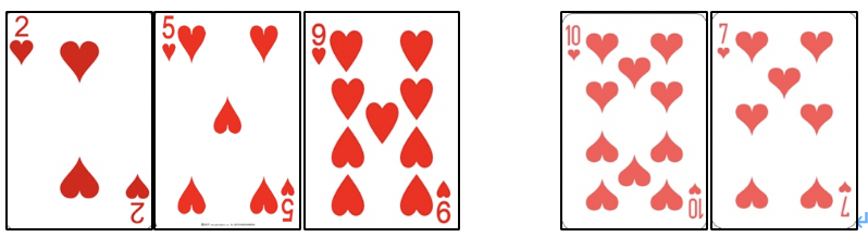 于是将红桃5插入到灰色格子.