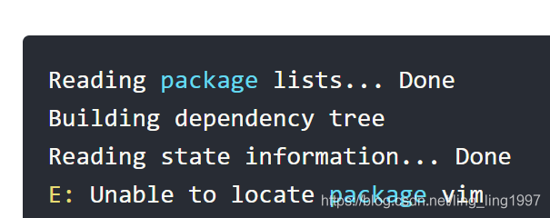 Reading package lists... DoneBuilding dependency treeReading state information... DoneE: Unable to locate package vim