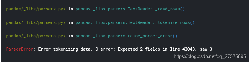 Pandas读取tsv报ParserError: Error tokenizing data. C error_error ...