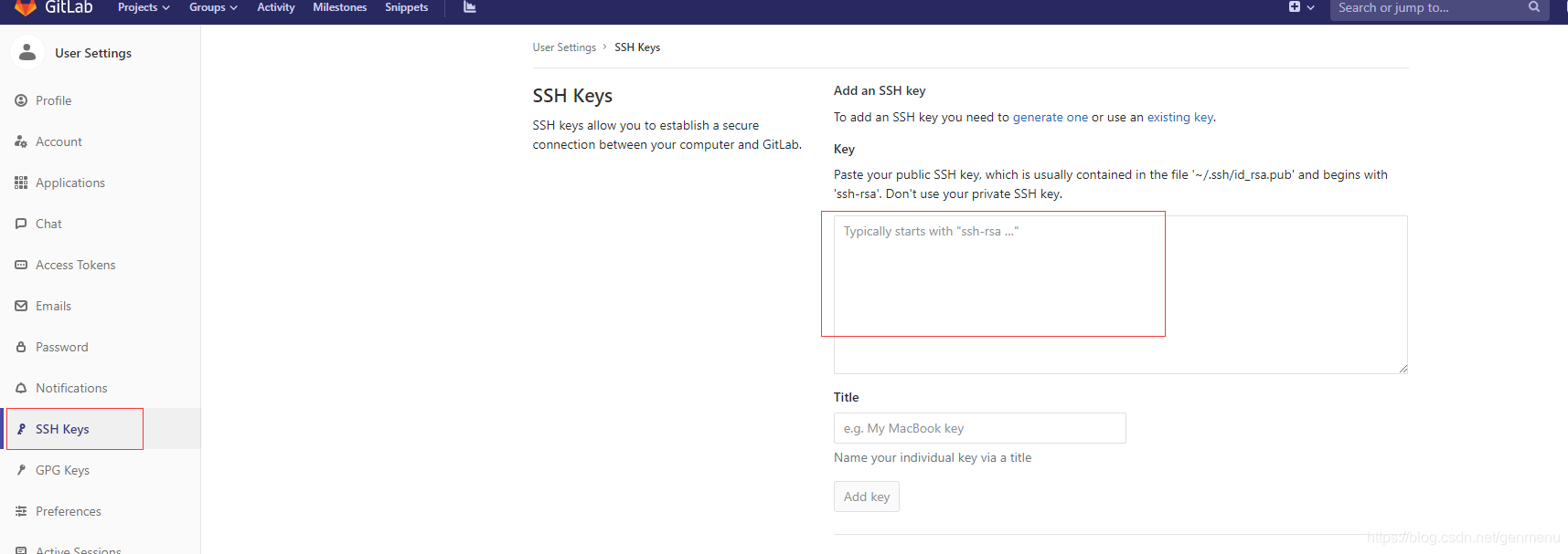 ssh keys configuration location