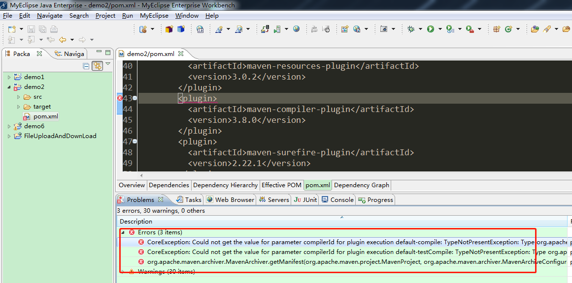 新建java Maven项目报错 CoreException: Could not get the value for parameter ...
