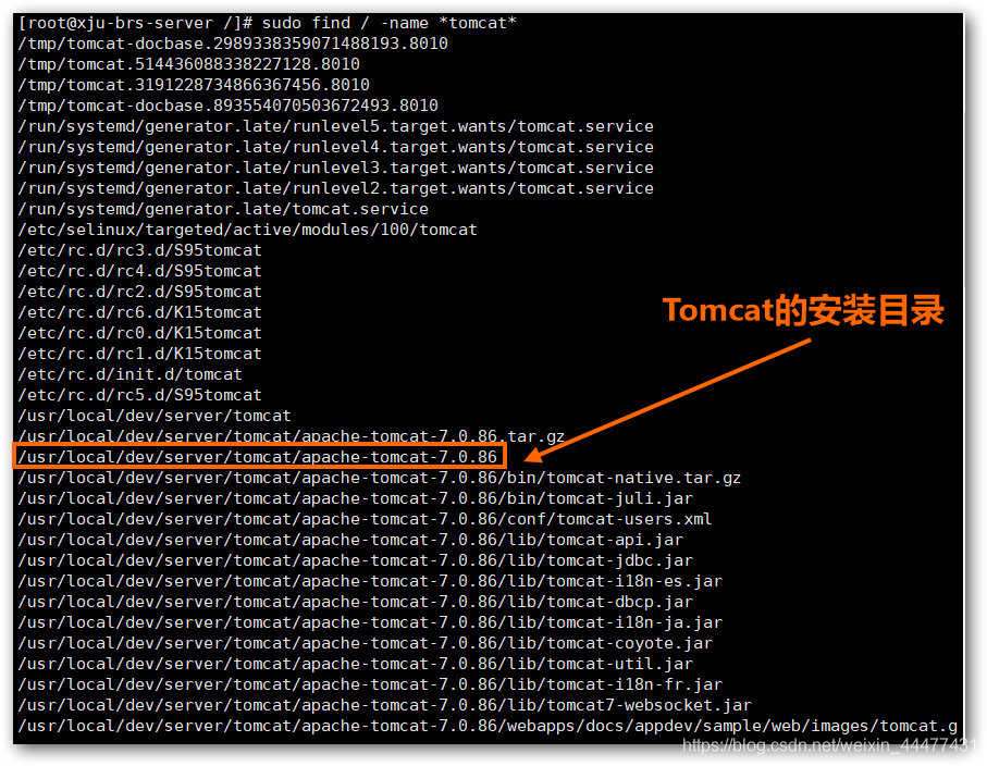 How does a Linux server find the installation path of Tomcat