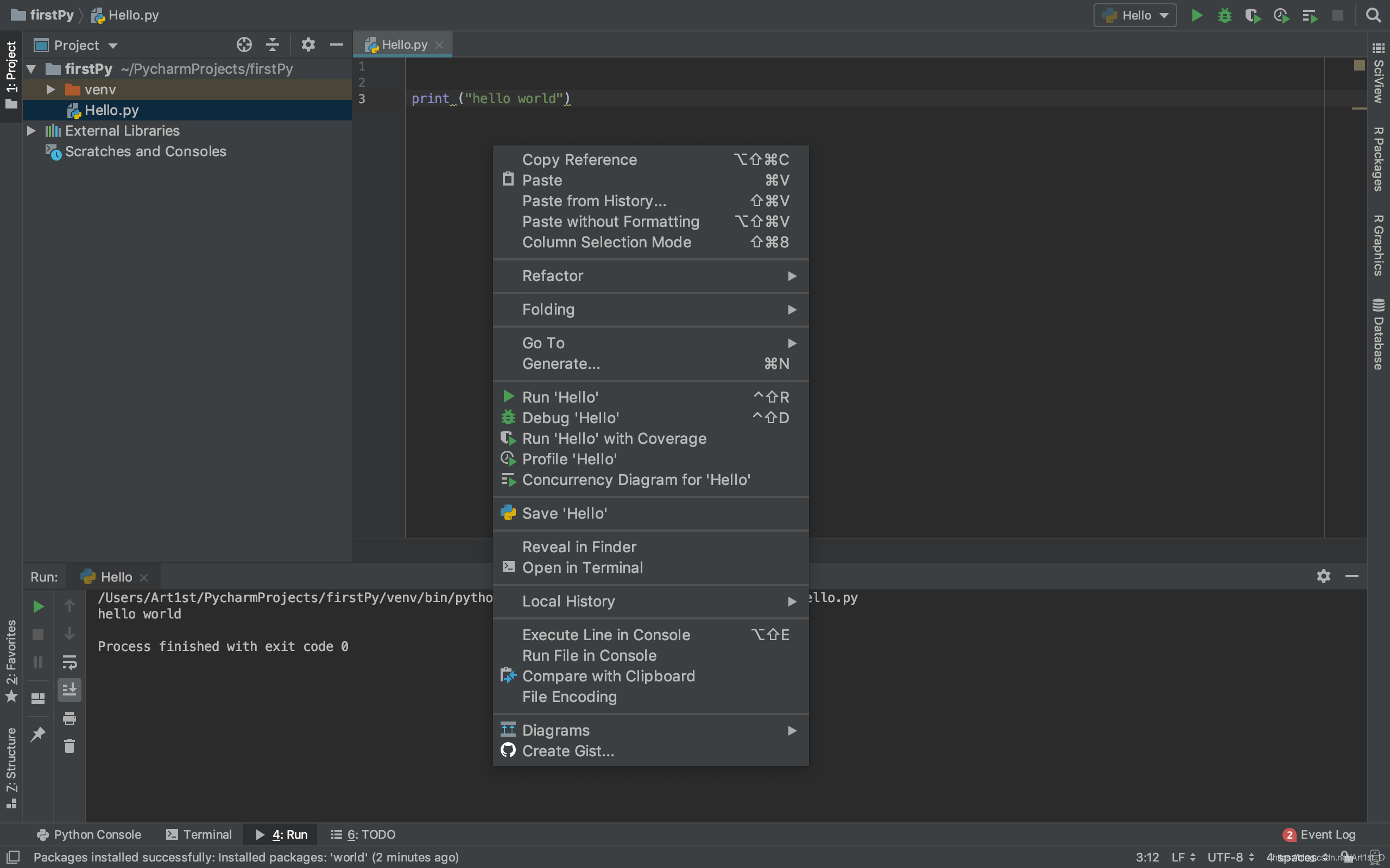 【Python初学】PyCharm HelloWorld_pycharm运行helloworld-CSDN博客