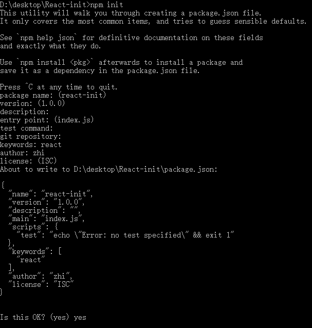 构建package.json 文件