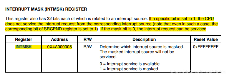 INTMSK寄存器