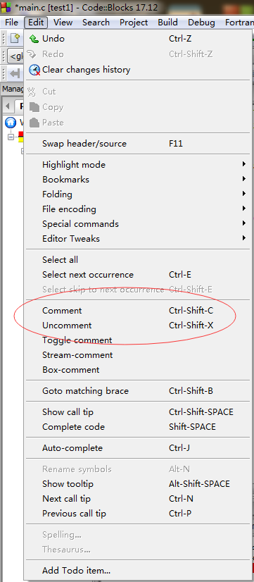 Code::Blocks快速注释多行
