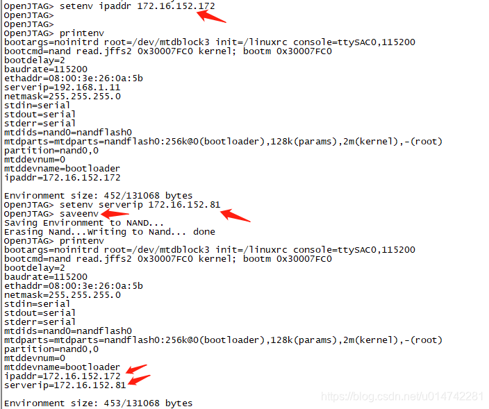 setenv ipaddr and serverip