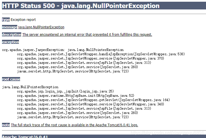 java.lang.NullPointerException org.apache.jsp.login_jsp._jspInit(login ...