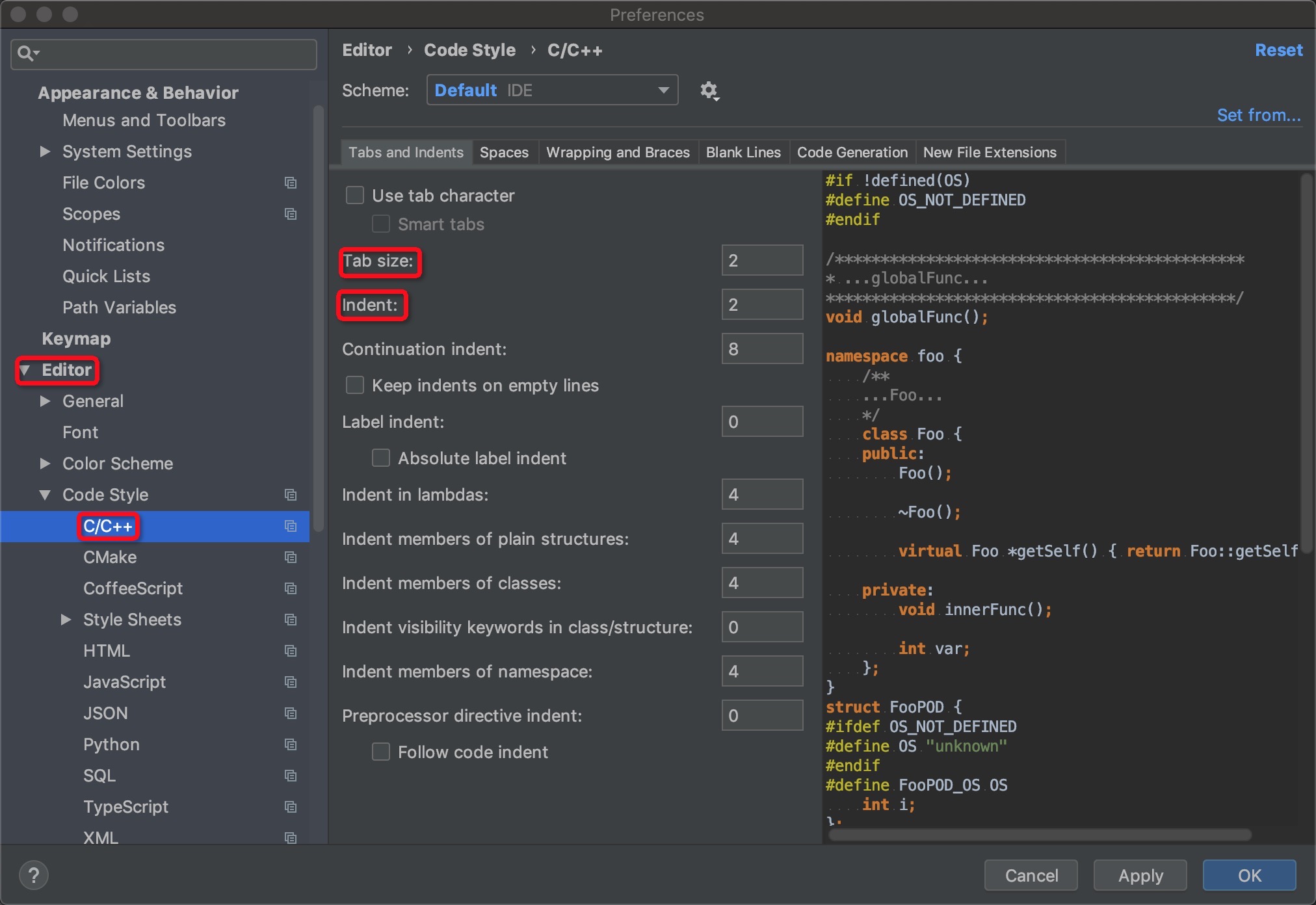 Clion 设置Tab、Indent size_clion 显示空格和tab-CSDN博客