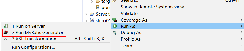对mybatis-generate.xml文件按右键