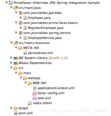 Primefaces Spring JPA Hibernate EclipseLink示例