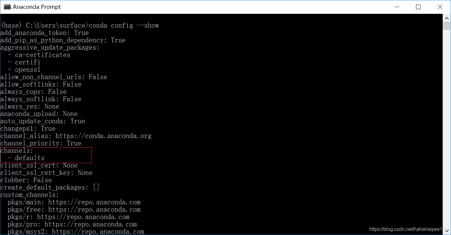 conda config --show