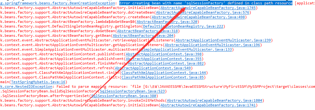 Error creating bean with name 'sqlSessionFactory' defined in class path resource