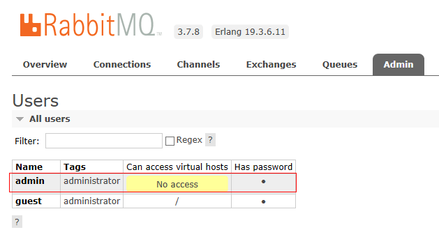 View user permissions, default permissions are not allowed to access