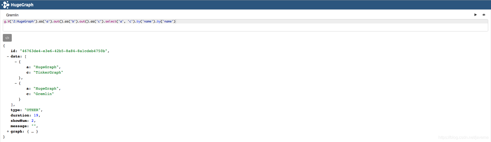 g.V(id).as().select().by()