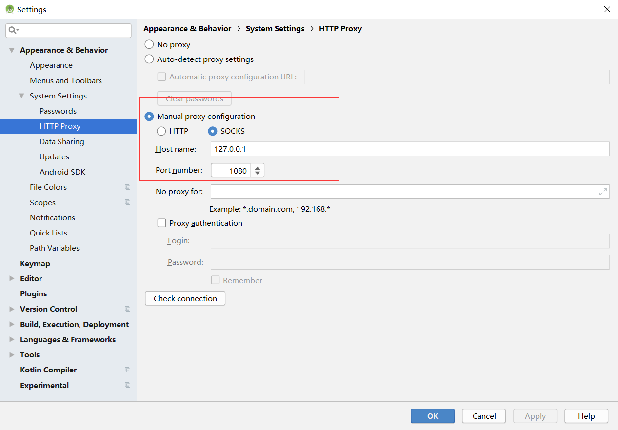Solve the cause of android studio dl google 443 failed to respond