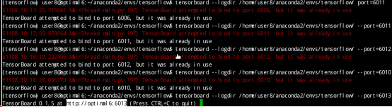 tensorboard attempted to bind to port 6006,but it was already in use