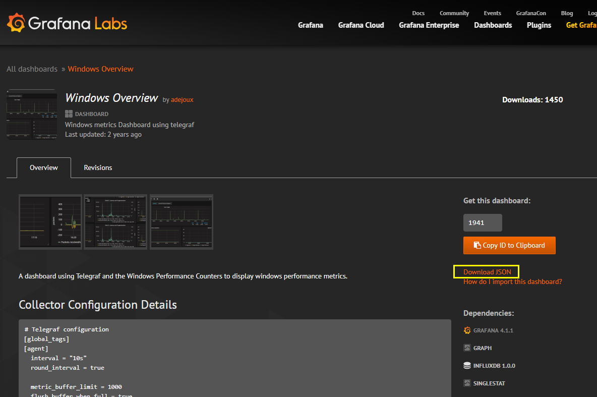  telegraf influxdb grafana window 