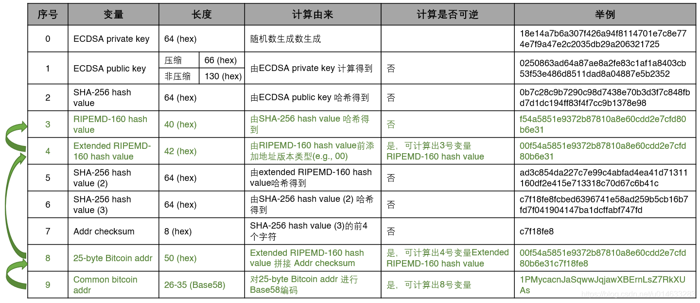 比特币地址的相关变量