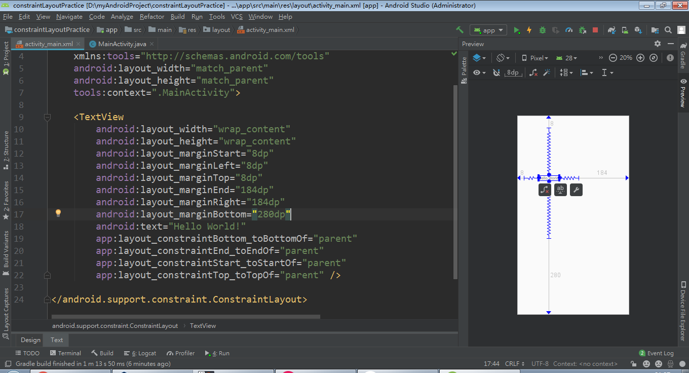 android studio constraintlayout