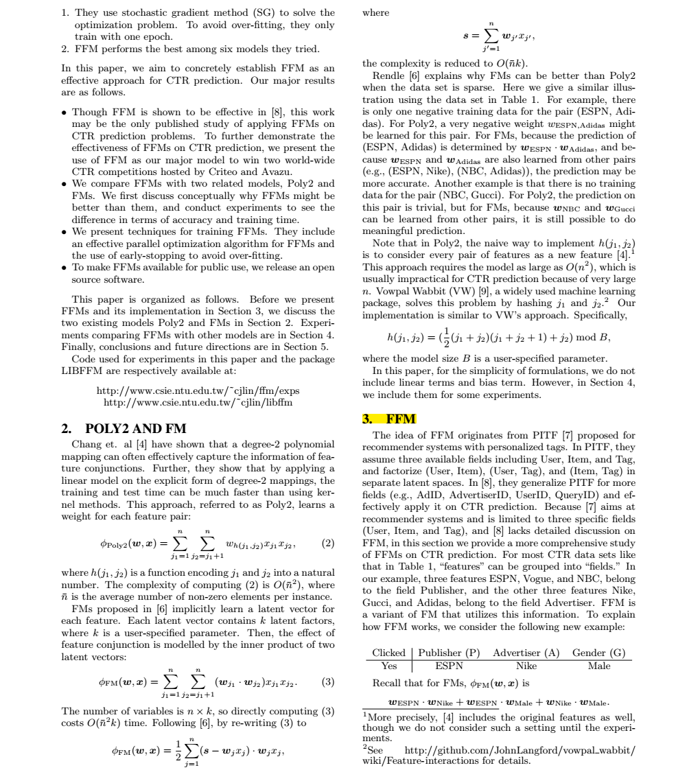 《Field-aware Factorization Machines for CTR Prediction》FFM模型整理及python代码 ...